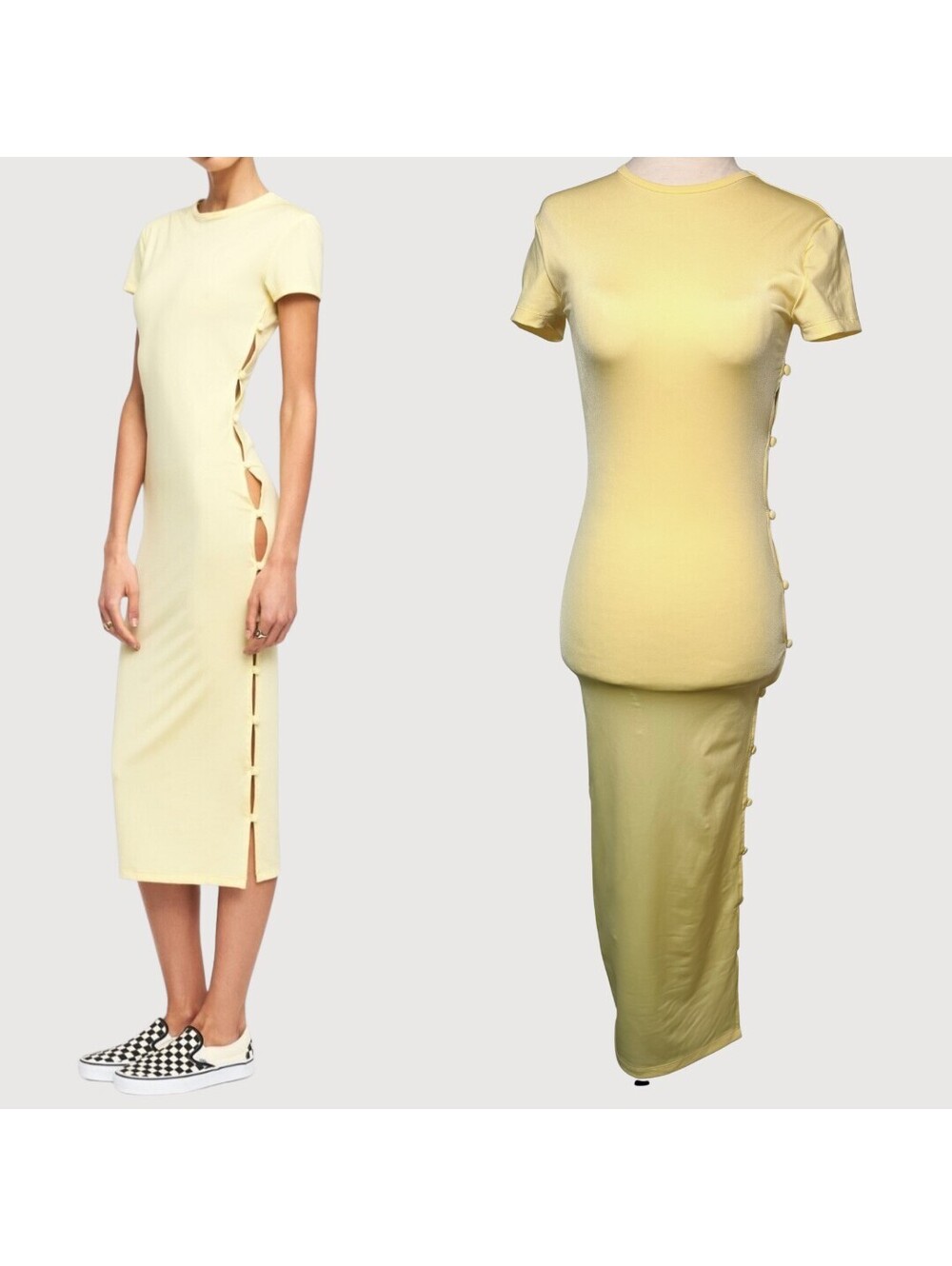 Lioness NWT Brentwood Keyhole Midi Dress Yellow XS